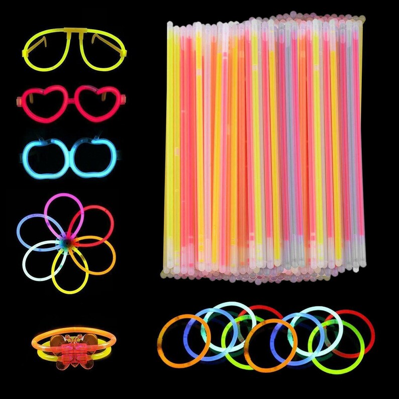 8 Glow Sticks with Connectors Mega Party Pack for Etsy