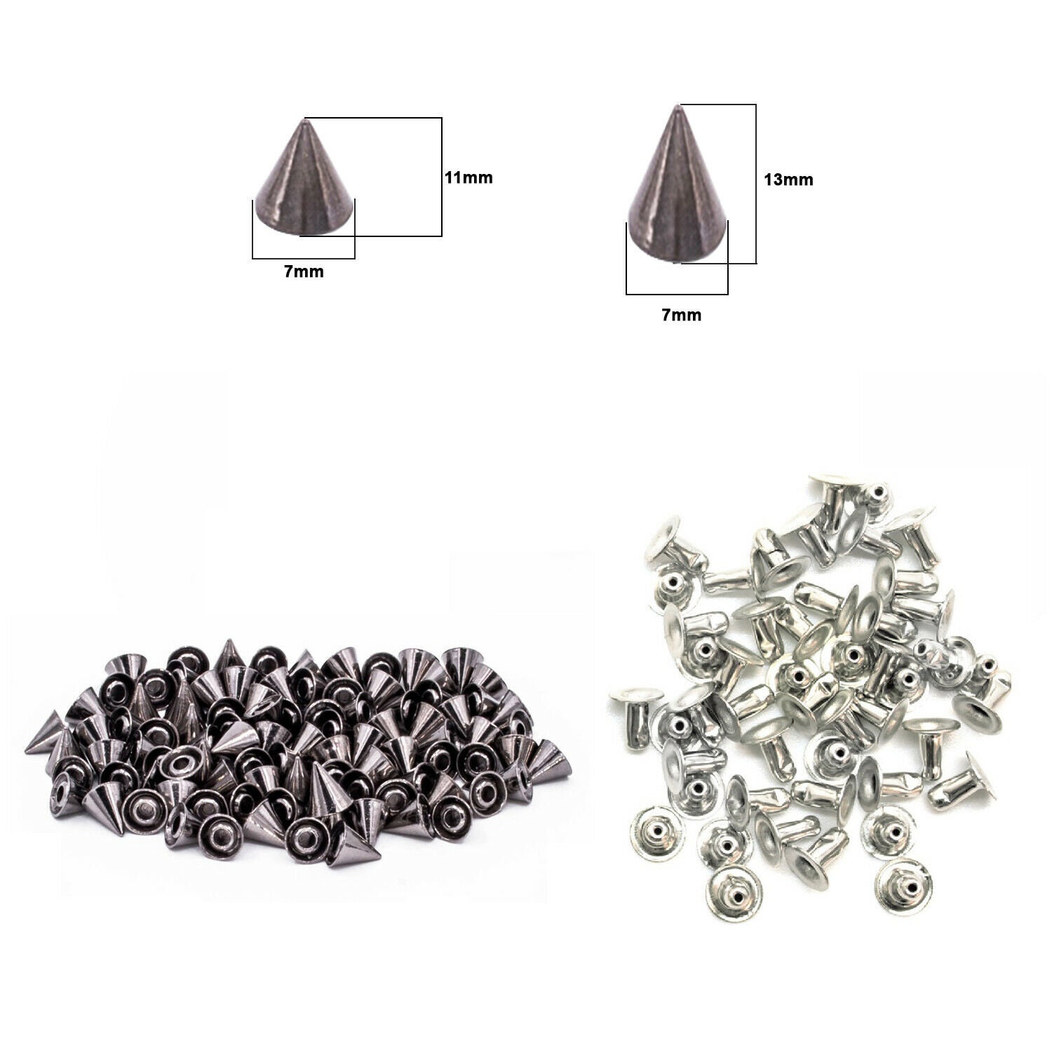 Renashed 150 Sets Punk Spikes and Studs, 13 Shape Cone Spikes Leather Rivets Gothic Screw Back Studs with Install Tools for DIY Necklace Jacket Vest Shoes
