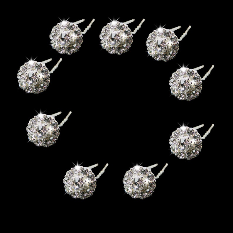 10pcs Diamante Rhinestones Clear Crystal Bridal Hair Pins Wedding Prom Hair Pins Clips Diamante Sparkle Wedding Bridesmaids Rhinestone image 4