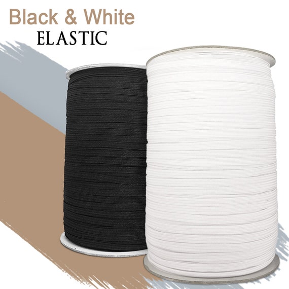 black flat elastic woven black elastic 5 metres of 7mm width black or white flat elastic mask making elastic flat elastic