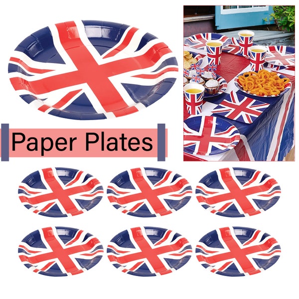 Union Jack Paper Plates 23cm Tableware Party Supplies Disposables Britain Sporting Events Pub BBQ Royal Theme Events on 17 June 2023