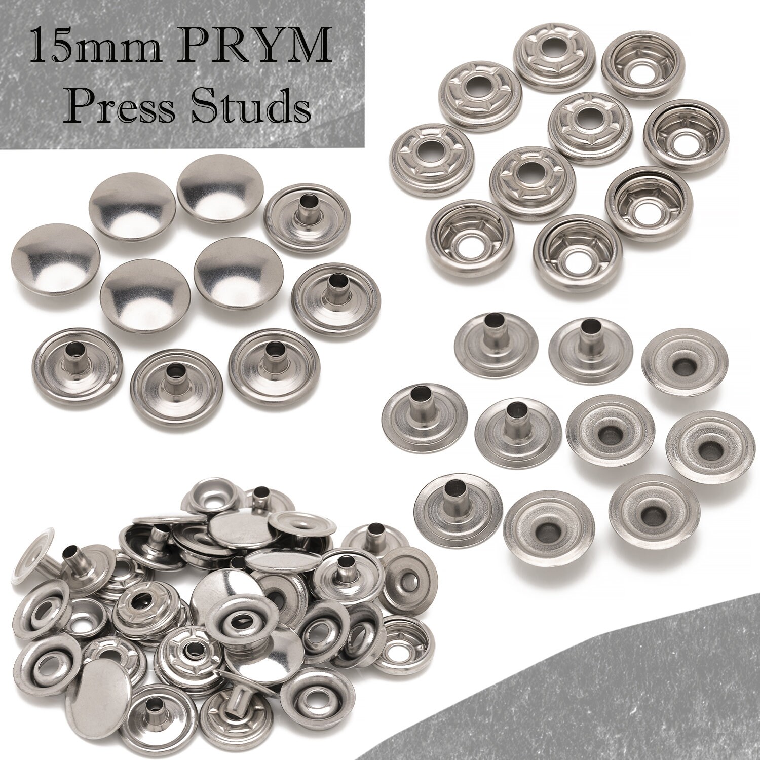 100pcs 15MM Stainless Steel Fasteners Tool Stud Button DIY Leather Craft Useful 100pcs 15MM Stainless Steel Fasteners Tool Stud Button DIY Leather Craft Useful