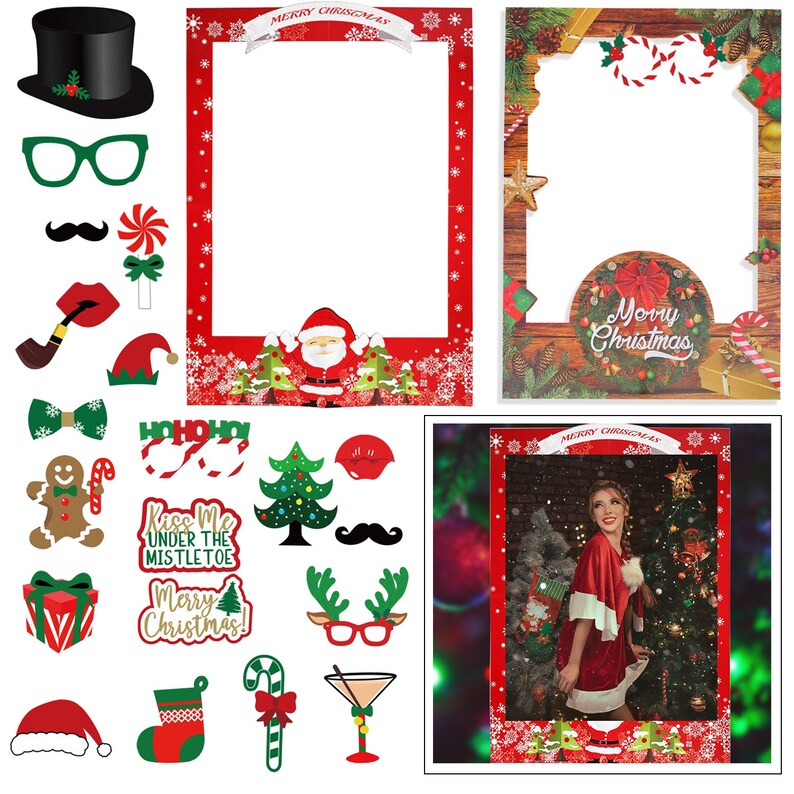Merry Christmas Party Photo Props Christmas Photo Booth  Etsy