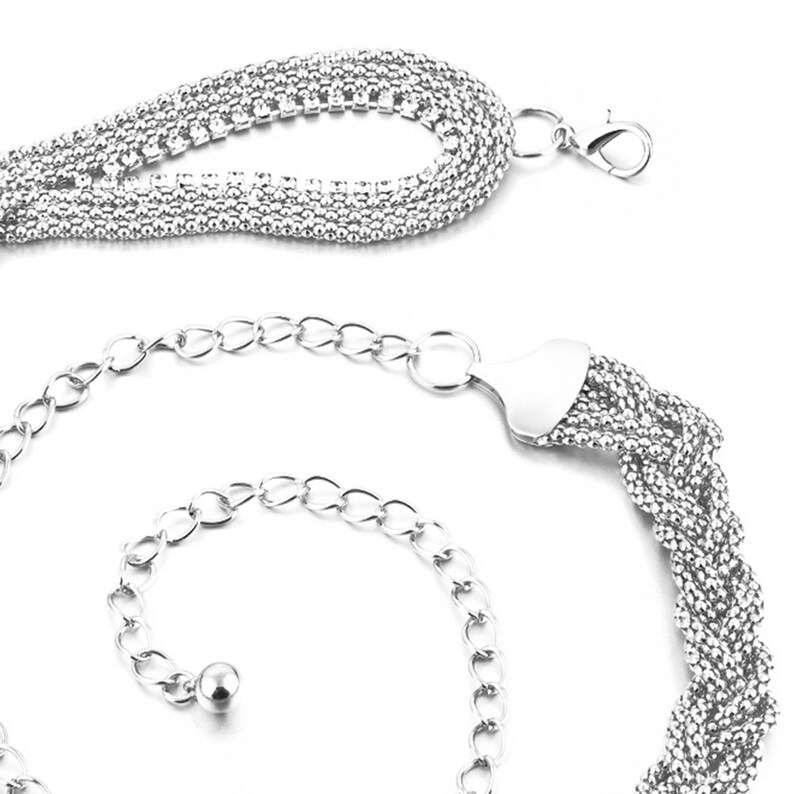 Women's Silver Waist Chain Belt With Diamante Studded Loop Etsy UK