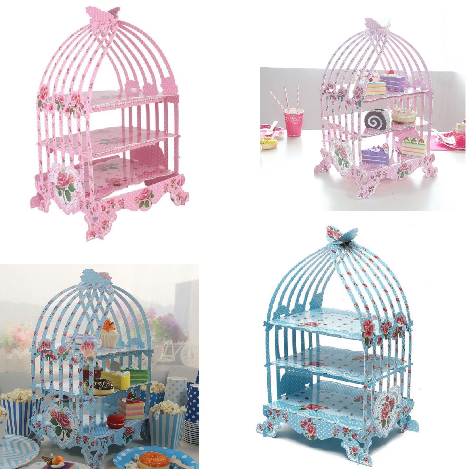Birdcage Foldable Cardboard Cupcake Stand 3 Tier Cupcake Etsy UK