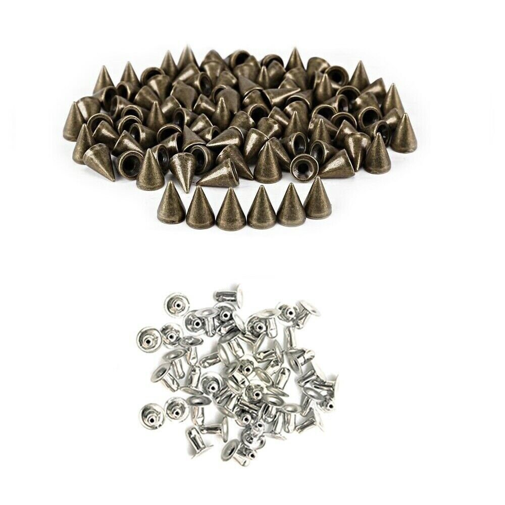 240 Sets Cone Rivets 7mm Size Double Cap Punk Cone Studs 4Colors Brass  Rivet Kit with Setting Tools for Leather Craft/Bags/Jacket/Design  Sample/Metal