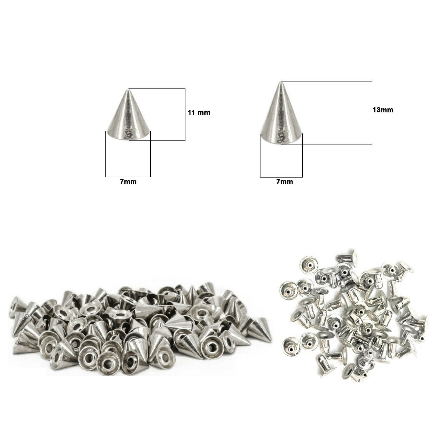 Screw Back Stud Rivets Spike Cone Silver Punk Studs Rivets Punk