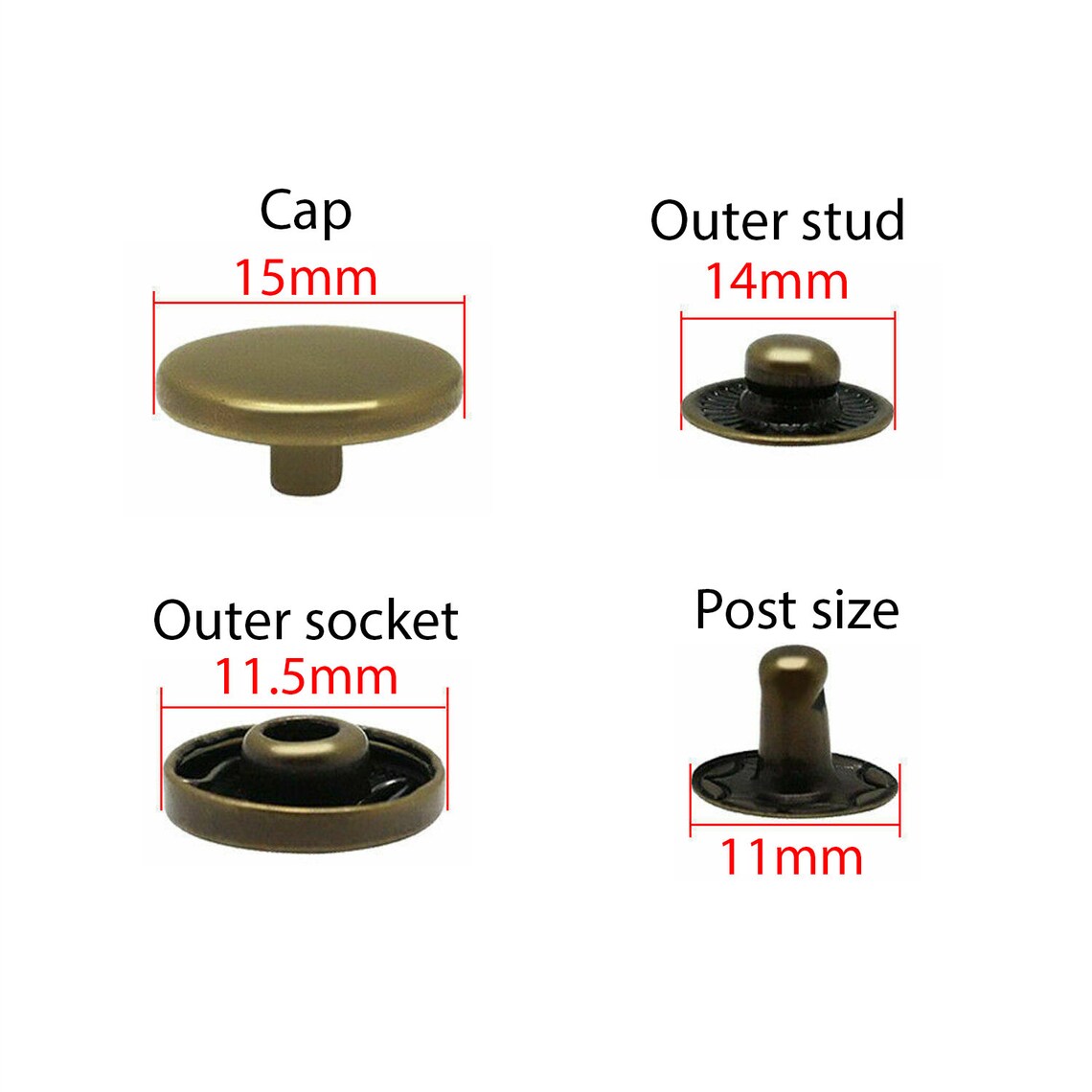 15mm S Spring Press Studs 4 Part Durable and Lightweight Etsy