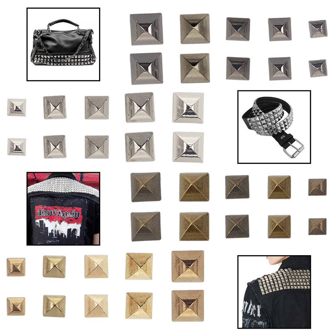 Pyramid Stud Rivet 50/100pcs High Cup Brass Pyramid Studs Rivets With Base Pins Leather ...