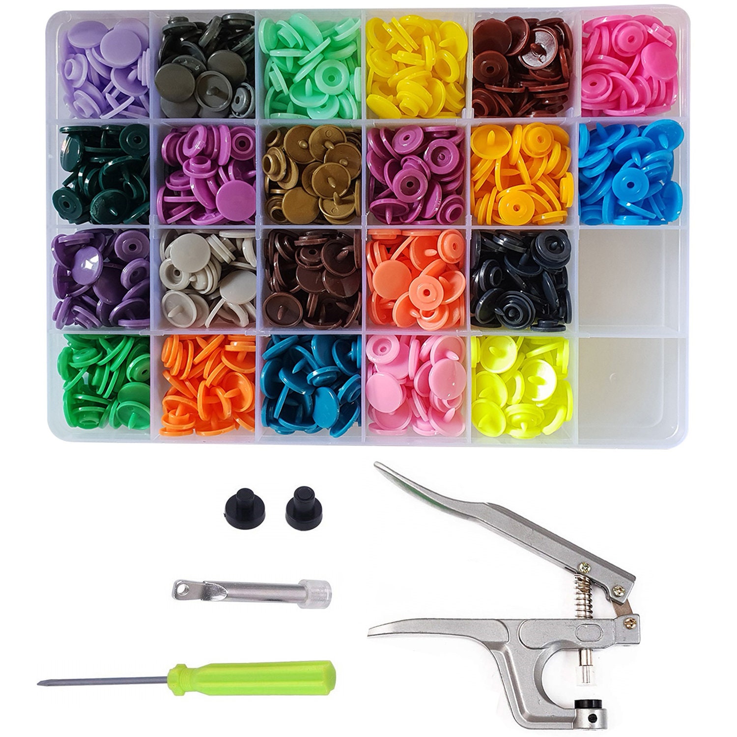 Trimming Shop KAM Snap Press Pliers T3 Assorted Colors Plastic Snaps  Starter Kit Tool, 220pcs 
