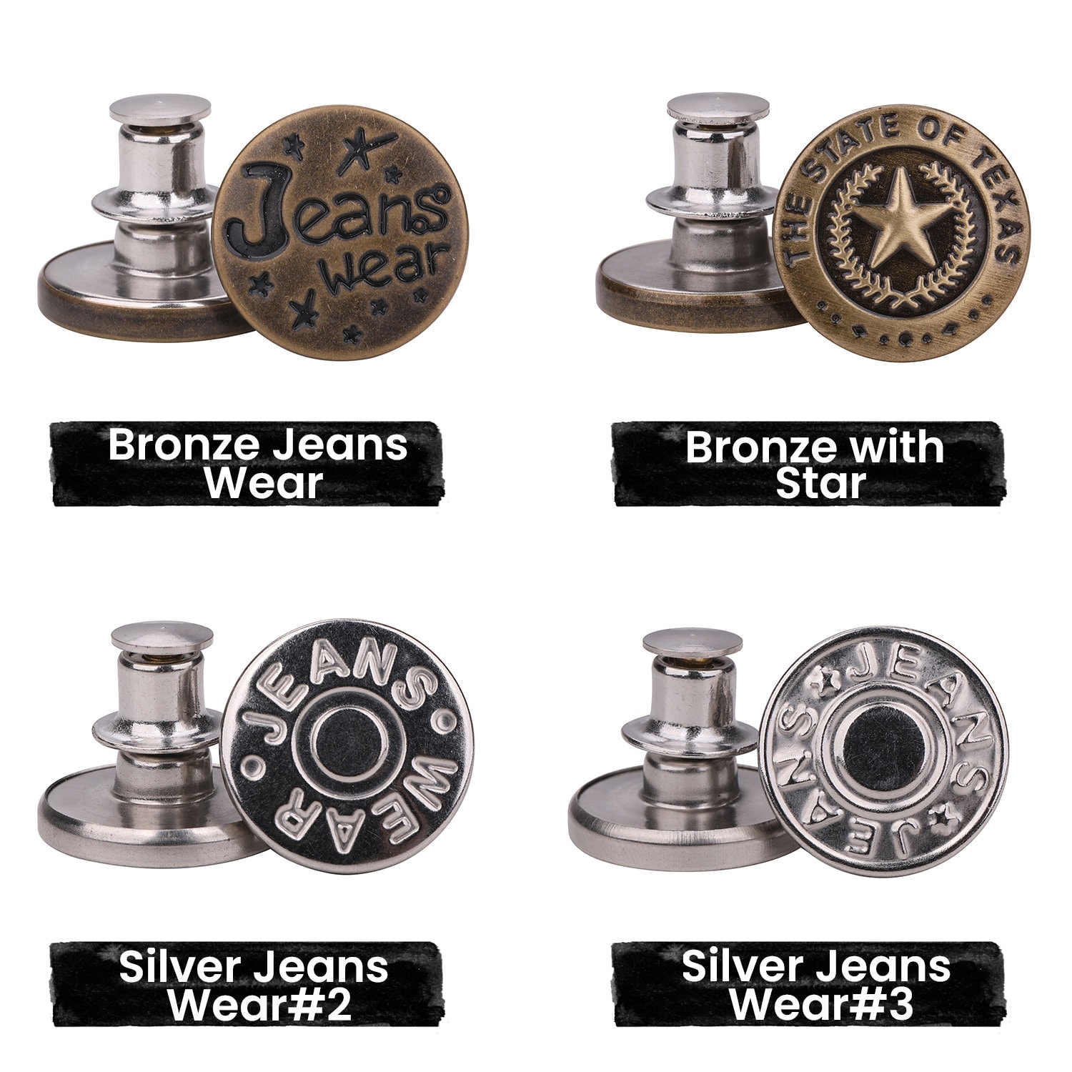 17mm No-Sew Jean Button Replacements, Plain Silver - Trimming Shop