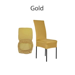 Stretch Chair Covers Short Style Spandex Dining Removable Chair Cover Washable Wedding Banquet Home Decor Seat Slipcover Baby Shower Gold
