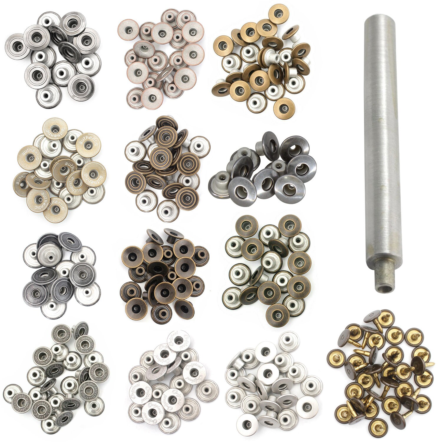 Trimming Shop 14mm Replacement Jean Buttons with Back Pins Rivet, Gunmetal,  100pcs Set 