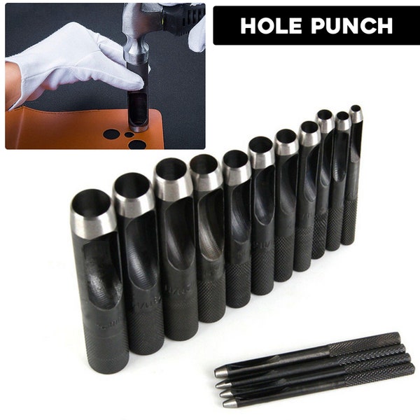 Black Hollow Hole Punch Heavy Duty Tool for Wood Leather Plastic Belt Craft DIY Watch Band Gasket Shoe Fabric Canvas Clothes 1mm - 20mm/40mm