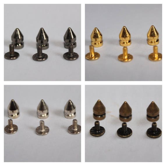 5 Mm X 8 Mm-Reino Unido Vendedor 50 X Punk Spike Cono Tornillo studs//rivets-Bronce
