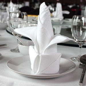 20 x 20 Spun Polyester Serviette Weiß für Hochzeit Weihnachten Feiern Event Bild 10