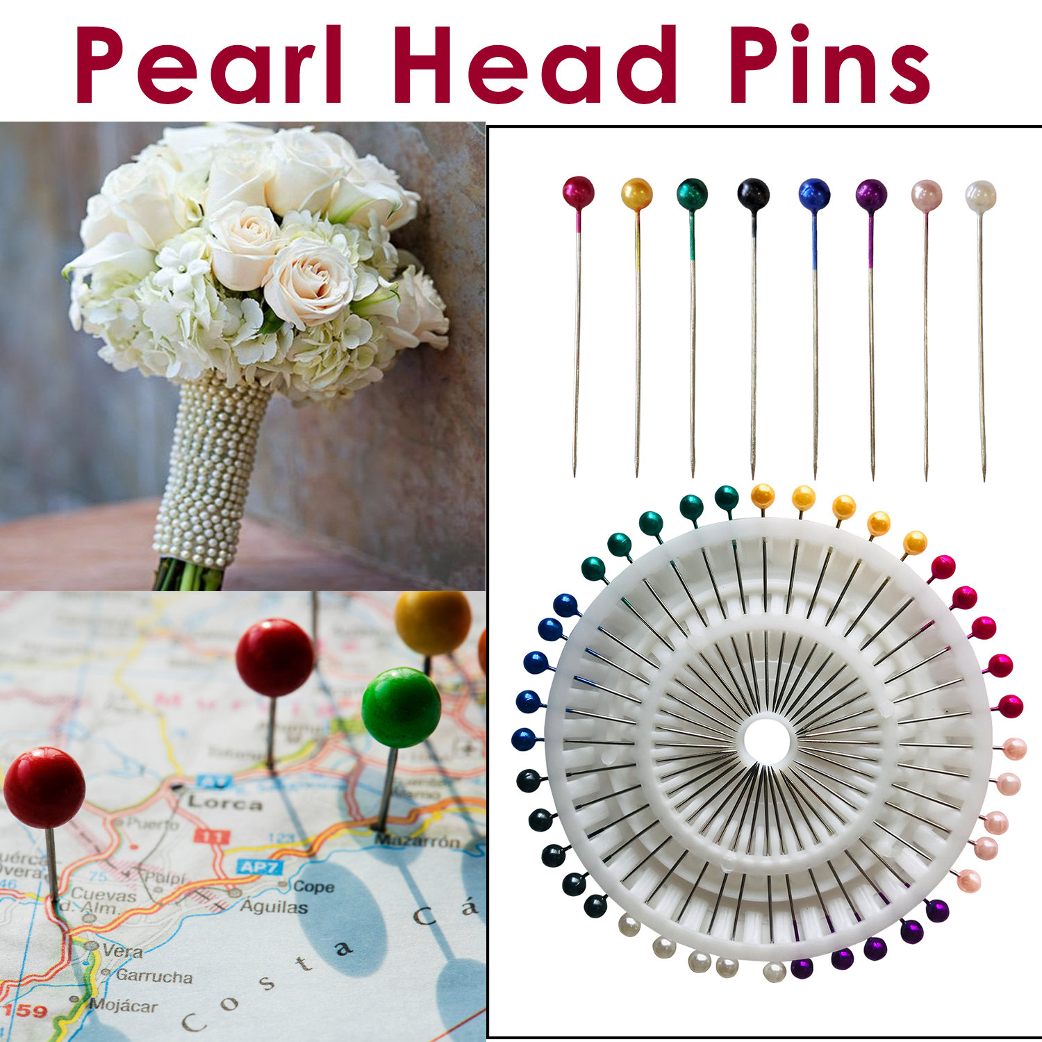 White Pearl Florist Pins 4mmx4cm 100pcs Dressmaking Pins Flower