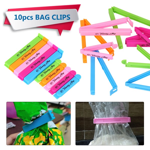 Clips de sac de rangement alimentaire Clips d'étanchéité pour sac alimentaire, polyvalent coloré, réfrigérateur, congélateur, 10 pièces