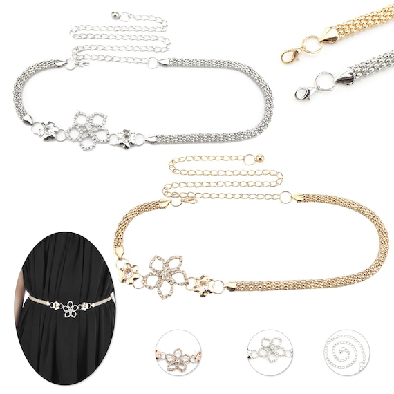 Ladies Girls Silver Rhinestone Belt Waist Chain Diamante Fashion Party Wear 732