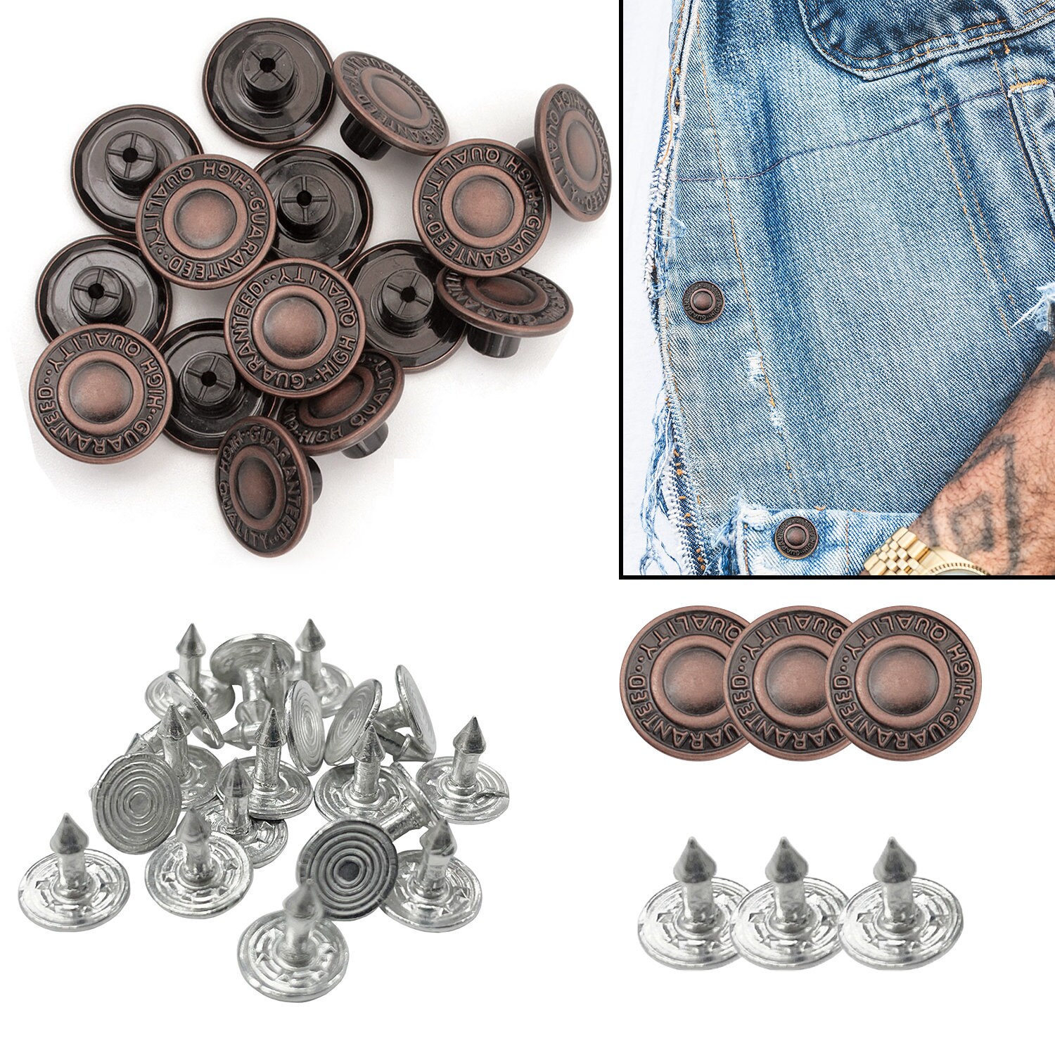 Jean Buttons 17mm Button Pins for Jeans No Sew Instant Button Detachable  Buttons Make Loose Pants Fit Perfect 