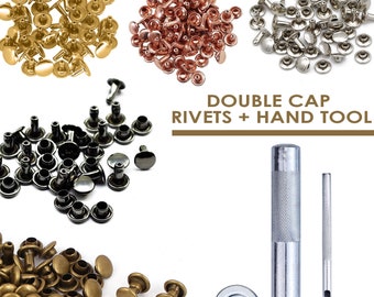 Trimming Shop Double Cap Rivets, Tubular Metal Studs for Clothing Repair &  Replacements, Sewing, Leather Crafting, DIY Projects, 10mm x 9mm, Gold, 100