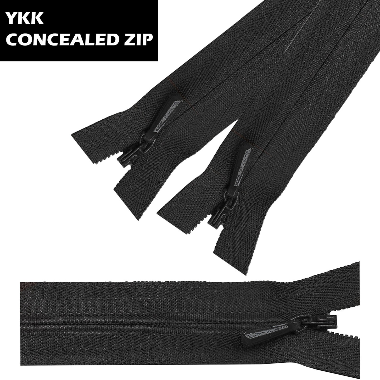 YKK Invisible Nylon Zipper Closed End Black Concealed Zip Etsy