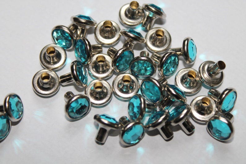 UK 50 x 8mm Diamante Rivets for Leather Craft 20 different Acrylic colours