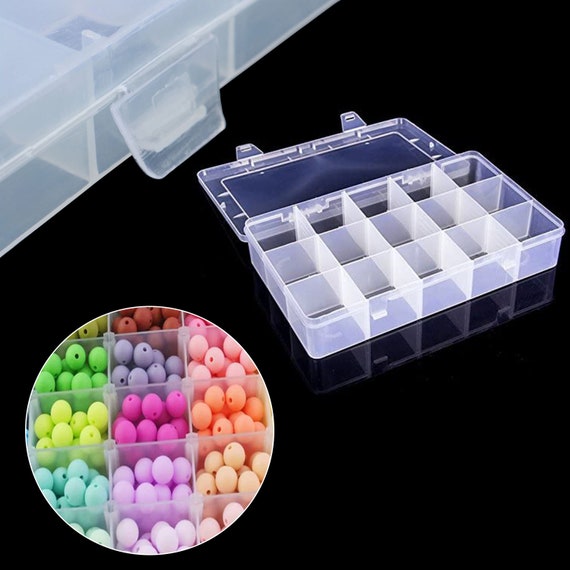 Clear Plastic Storage Boxes With Lid 15 Grid Adjustable Storage Box With  Compartments for Craft Storage, Beads, Button, Jewelry Earring Ring -   Israel