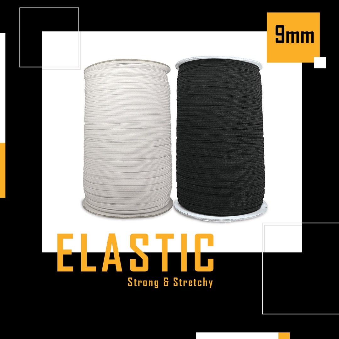 9mm Elastic Band White Black Elastic Cord for Sewing Clothing