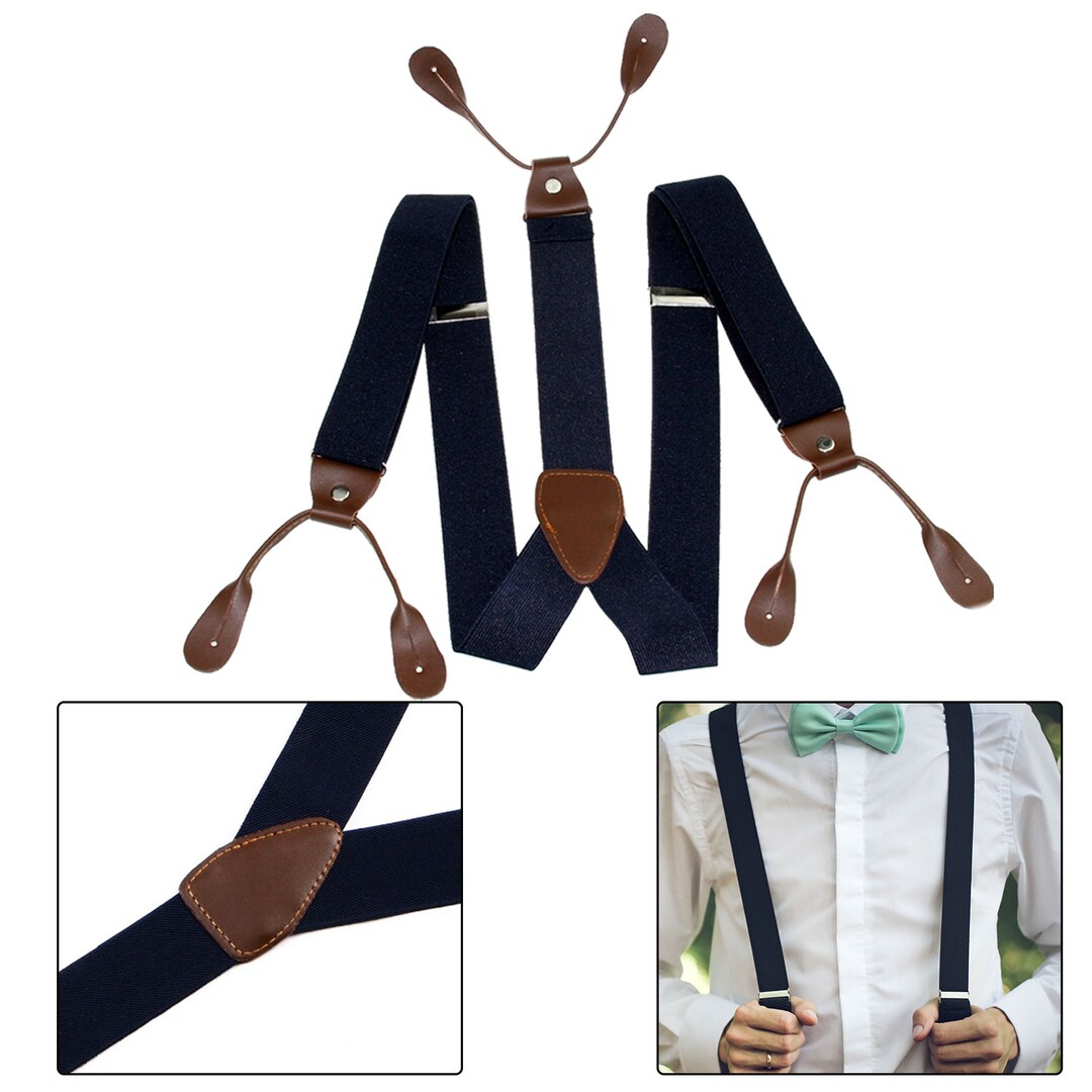 Adjustable Unisex Suspender Y Shape Plain Button Hole Braces for