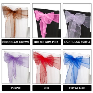 Lot de 100 housses de chaise en organza pour décoration de fête de mariage, banquet, noël image 4