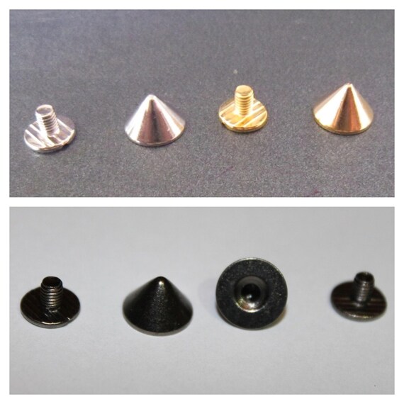 BRASS 7mm x 9.5mm 100 x Punk Spike Cone Screw Back Studs//Rivets UK SELLER