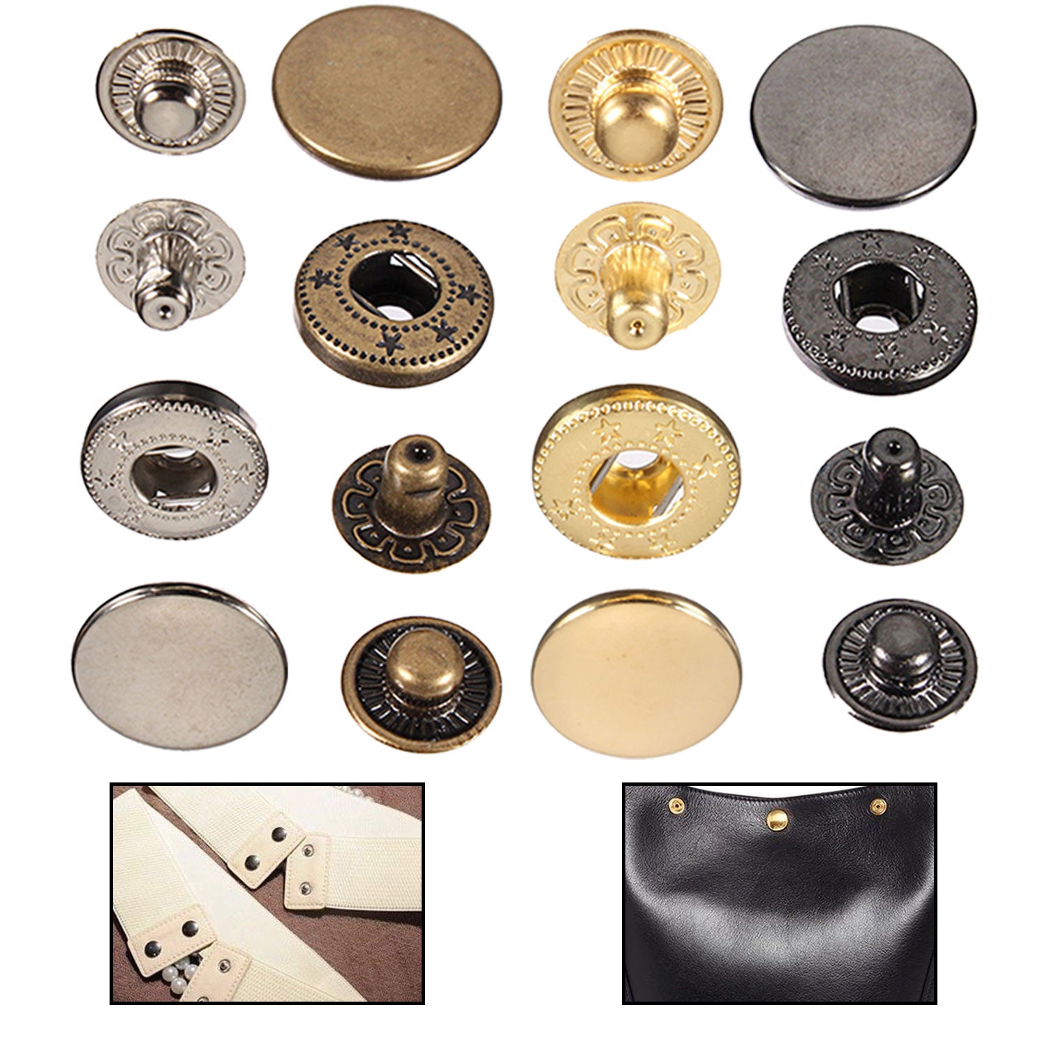 S Spring Press Studs Snap Fasteners 4 Part Sets Button Durable Etsy