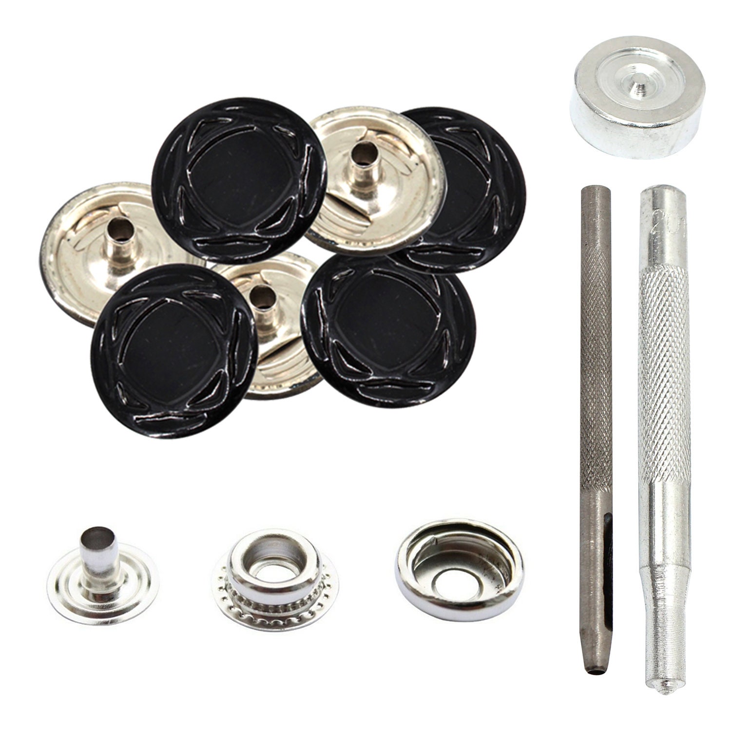 4 Part 15mm Large Press Studs 3 Part Hand Fixing Tool For DIY Etsy