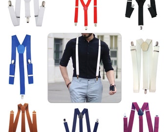 Mens 35mm Suspender Braces Clip ajustable en Y Shape Suspender Pantalones Elastic Plain Classic