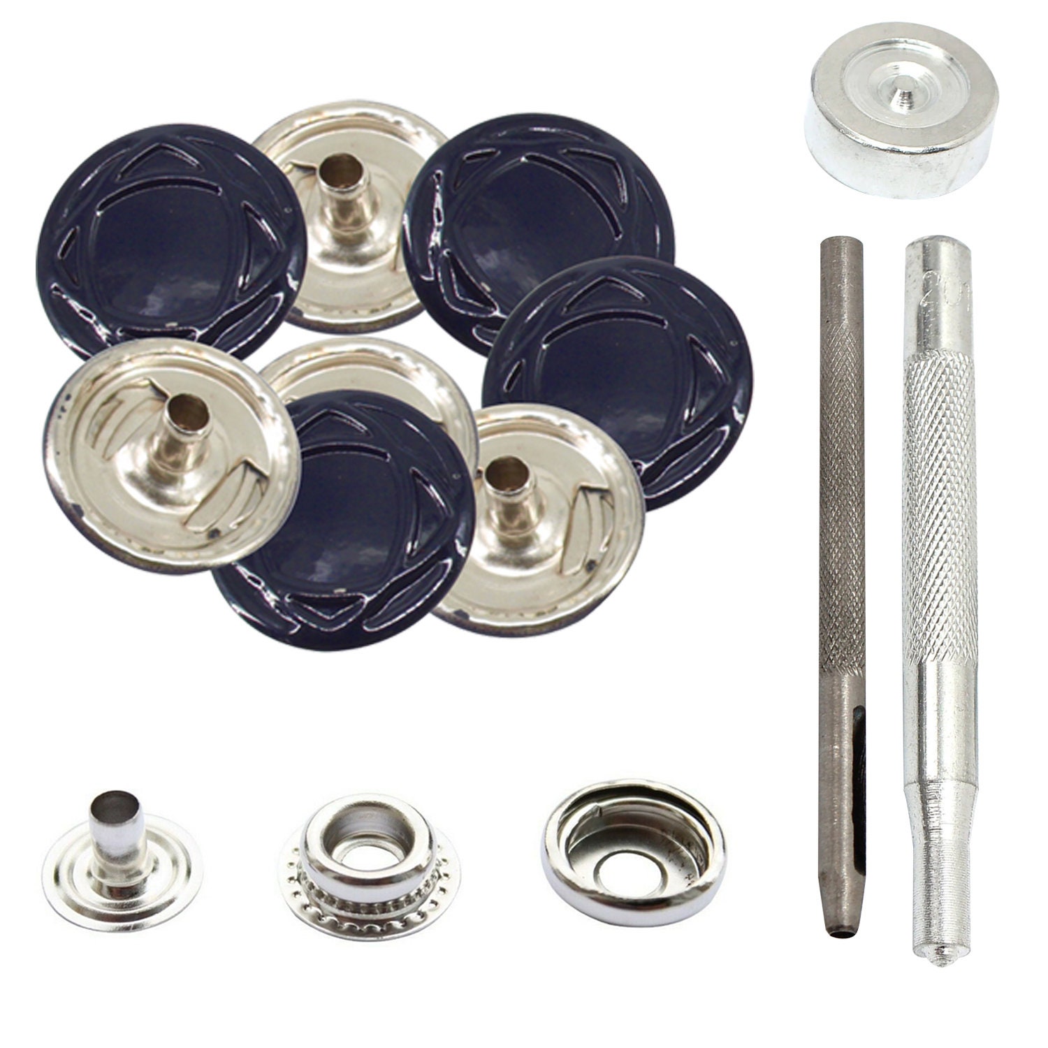 4 Part 15mm Large Press Studs 3 Part Hand Fixing Tool for DIY Etsy