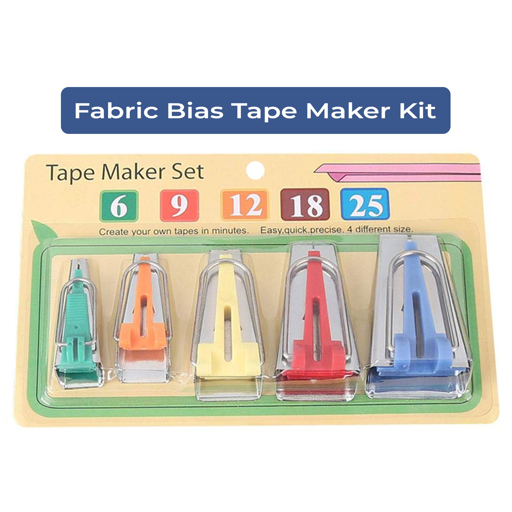 Bias Tape Maker Set Fabric Bias Binding Maker with 100pcs Colorful Sewing  Clips