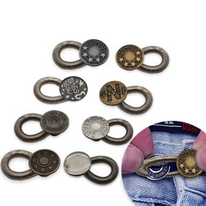 Extenseur de ceinture à boutons en métal extensible, 5 pièces