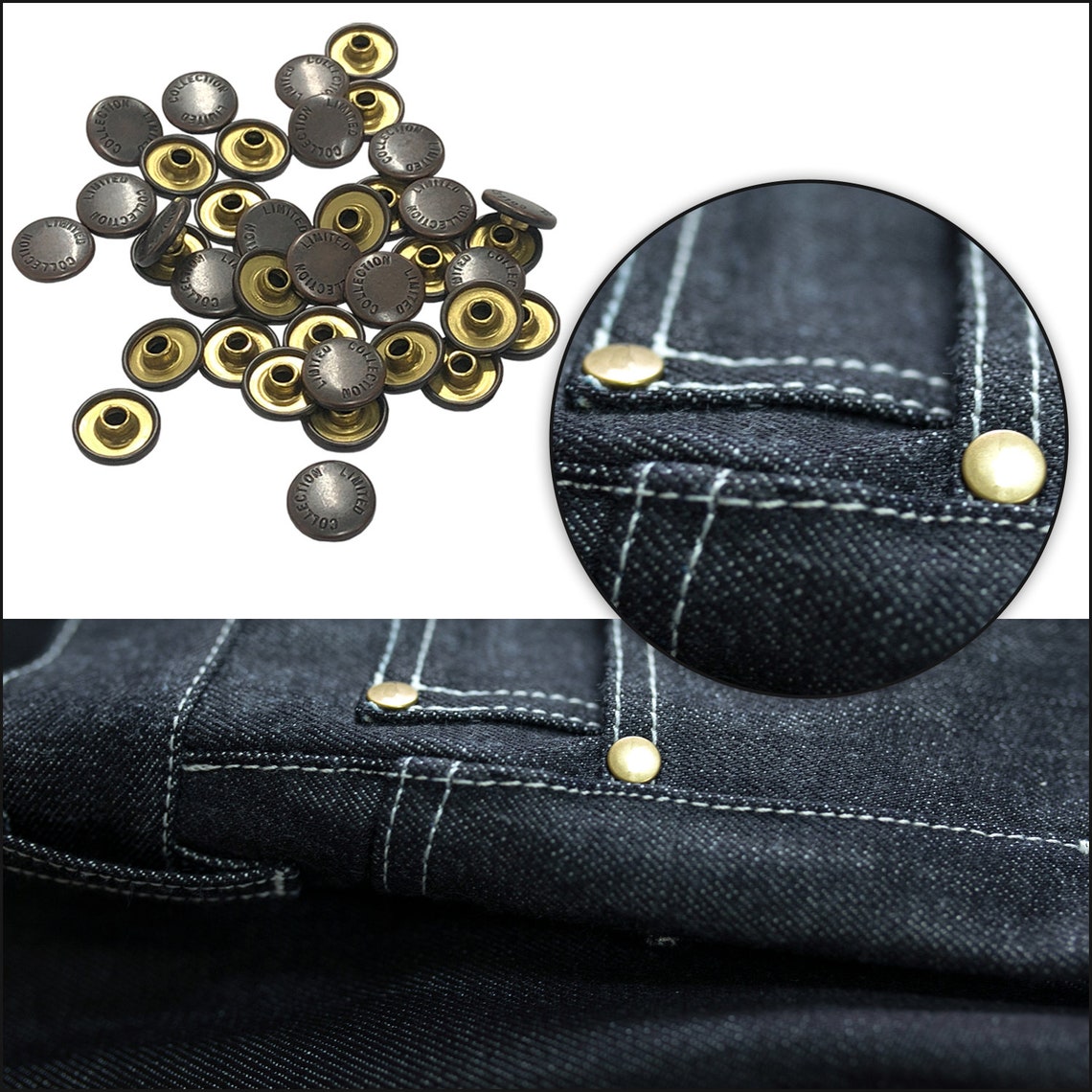 Copper Jeans Rivets 9mm Fasteners Studs Buttons Brass Hat Etsy