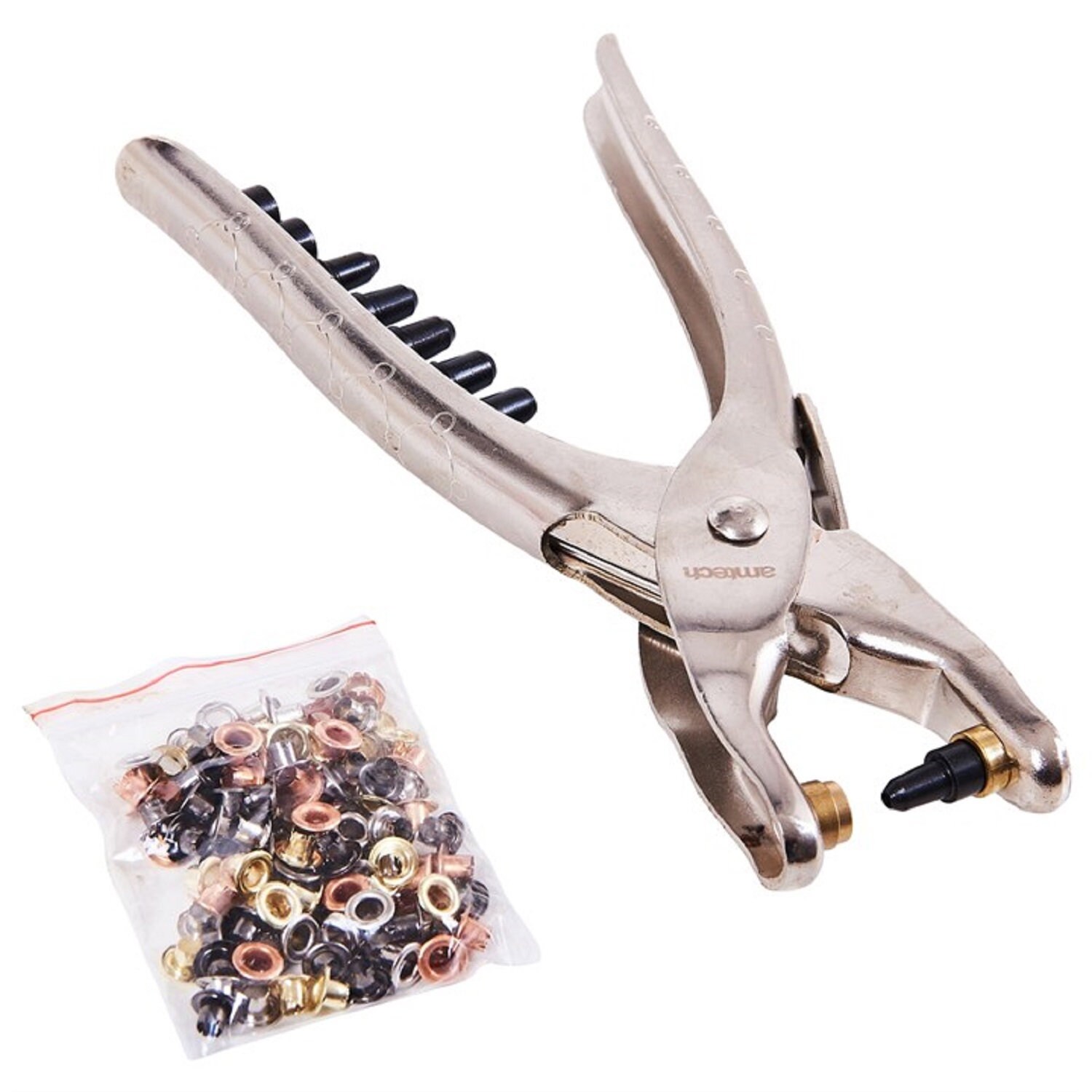 POUPHY Hole Punch Tool, Eyelet Hole Puncher Kits with 3/16 inch 200 Pcs  Gold & Silver Metal Grommets for Leather Fabric Belt Clothes Card Paper  Canvas Decorative Repair