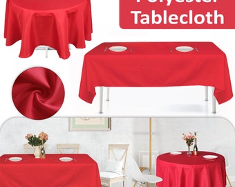 130GSM Seamless Finish Polyester Round Tablecloth Water-Resistant Round/Rectangle Table Cover for Banquets Engagement Wedding Dining Party