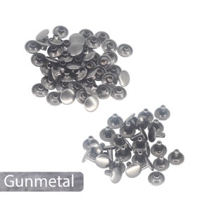 6 mm 15 mm 100pcs Cap doble de dos piezas tubulares Remaches de latón para Leather Crafts DIY arreglo de ropa monederos bolsos Gun Metal