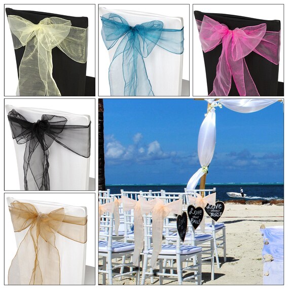 Organza sashes Chair Cover Bow Ceinture WIDER FULLER BOWS mariage Parti foyer décors 