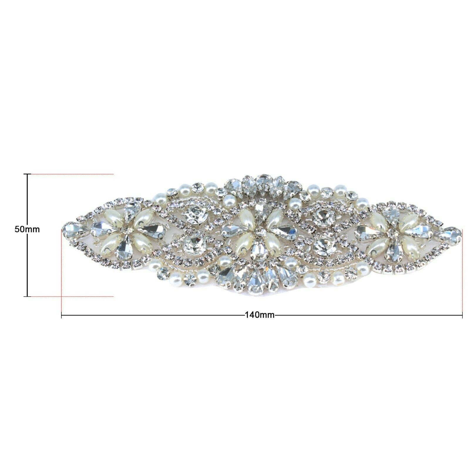 140mm x 50mm Diamante Motif Applique Pearl Rhinestone Patch | Etsy