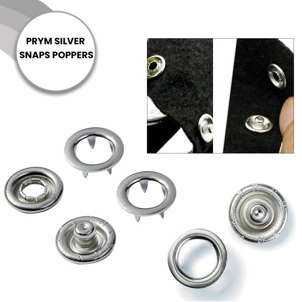 PRYM Press Studs Snap Poppers Nickle Free Brass Fastener for Fabric, Jeans, Leather, Bibs, Baby Clothing, DIY Craft Accessories 10mm