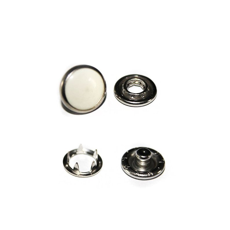 Boutons pression blancs nacrés Poppers Prong Ring Press Studs pour l'artisanat, la couture, bavoir bébé image 3