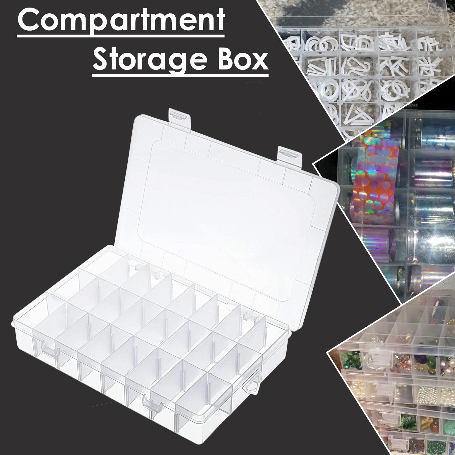 Aurora Trade 3 Layers 18 Compartments Clear Storage Box Container Jewelry Bead Organizer Case, Women's, Size: Small, Pink