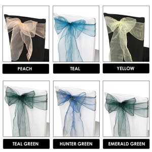 100Pcs 17cm X 280cm Organza Chair Bow Sash Fuller Wider Bows Chair Decor Ribbon Sash, Event, Wedding Chair Decor, Baby Shower Decoration image 5