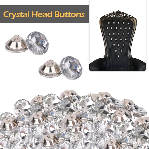 10 boutons ronds en cristal transparent taillés au diamant, bricolage, avec anneau pour coudre, capitonnage de canapé, tête de lit capitonnée, travaux manuels