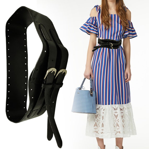 Beloved Womens Vintage Metal Buckle Elastic Stretch Waistband Wide Waist Belt